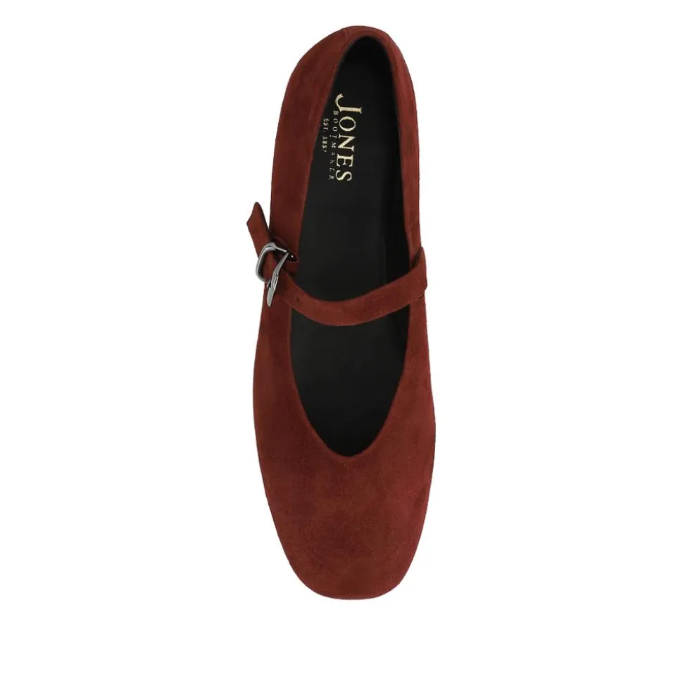 Ysabel Leather Mary Janes - Burgundy Suede