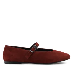 Ysabel Leather Mary Janes - Burgundy Suede