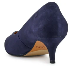 Yulia Leather Stiletto-Heeled Court Shoes - Navy Suede