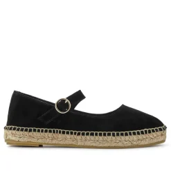 Yvonne Leather Mary Jane Espadrilles - Black