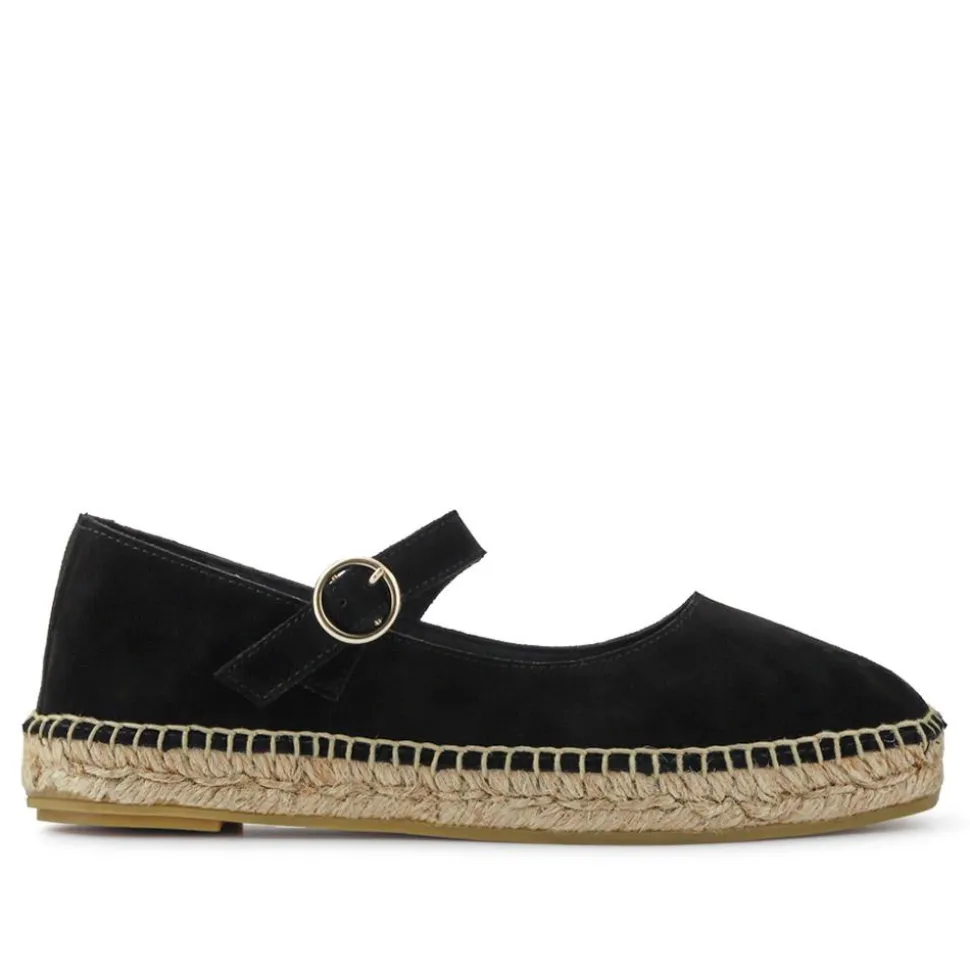 Yvonne Leather Mary Jane Espadrilles - Black