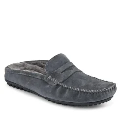 Zap Leather Mule Slippers - Charcoal