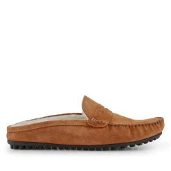 Zap Leather Mule Slippers - Chestnut
