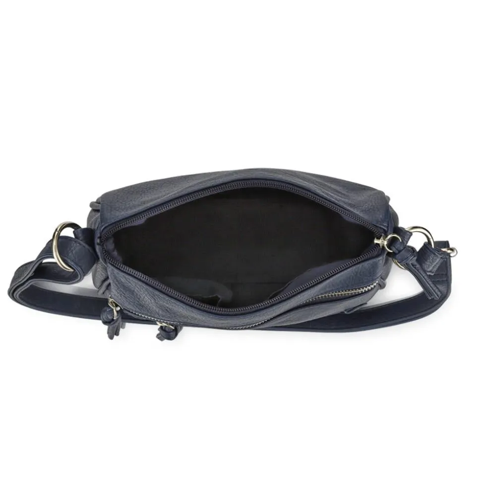 Zip-Close Cross-Body Bag - Navy