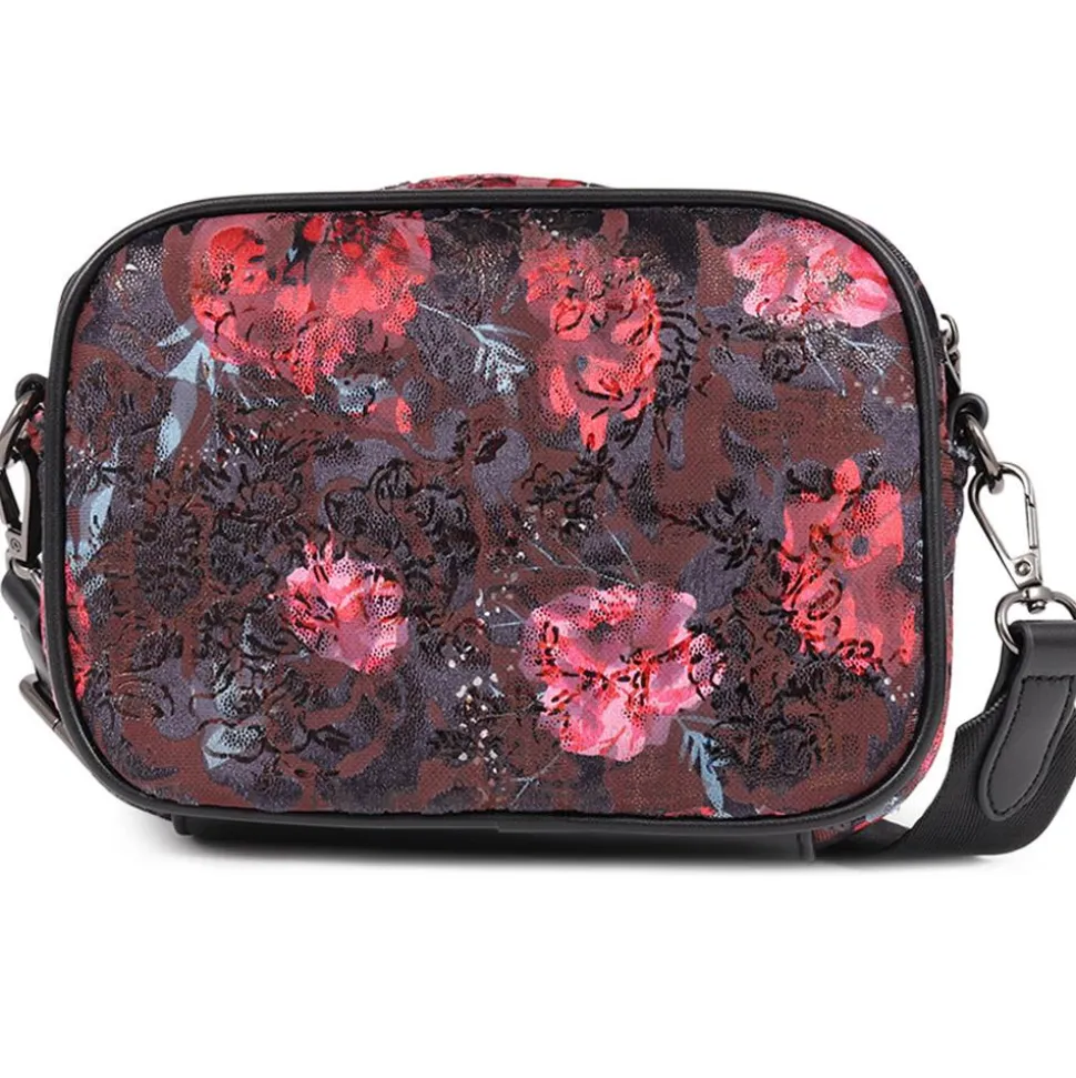 Zip-Close Crossbody Bag - Navy-Red