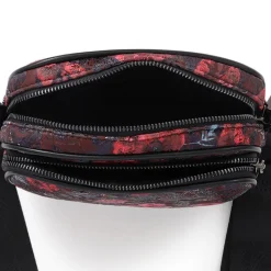 Zip-Close Crossbody Bag - Navy-Red