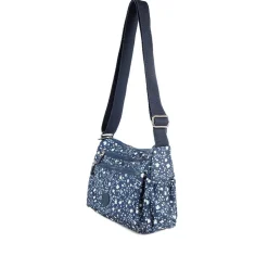 Zip Close Messenger Bag - Navy Floral