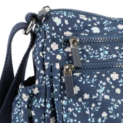Zip Close Messenger Bag - Navy Floral