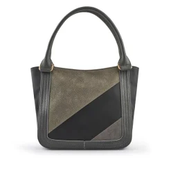 Zip-Close Shoulder Bag - Black-Grey