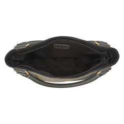 Zip-Close Shoulder Bag - Black-Grey