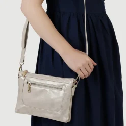 Zip-Close Shoulder Bag - Soft Gold