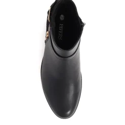 Zip-Detail Heeled Ankle Boots - Black