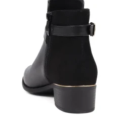 Zip-Detail Heeled Ankle Boots - Black