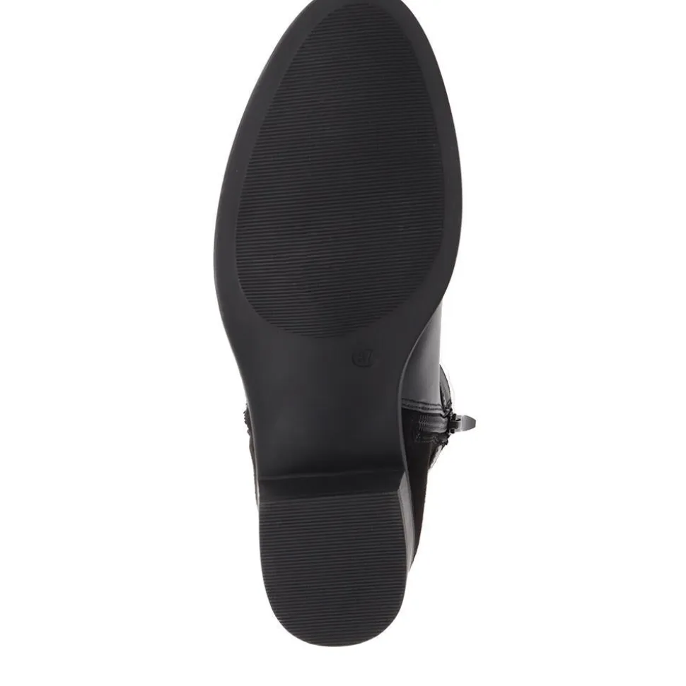 Zip-Detail Heeled Ankle Boots - Black