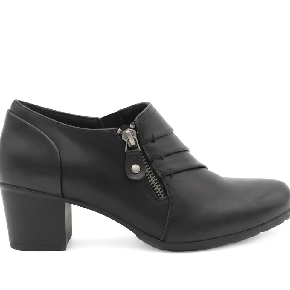 Zip Fasten Block Heel Ankle Boots - Black