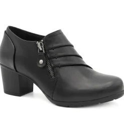 Zip Fasten Block Heel Ankle Boots - Black