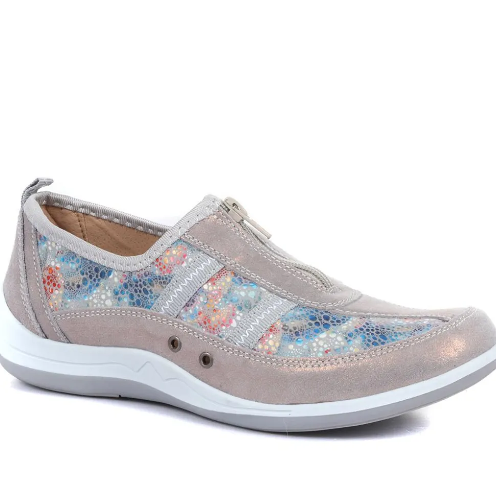 Zip Fastening Trainers - Grey Multi