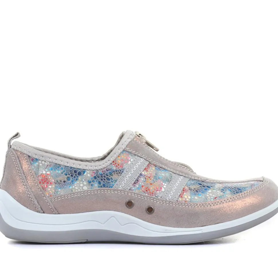 Zip Fastening Trainers - Grey Multi