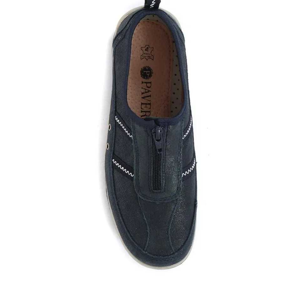 Zip Fastening Trainers - Navy