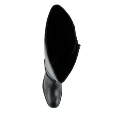 Zip-Fasten Leather Long Boots - Black