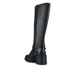 Zip-Fasten Leather Long Boots - Black