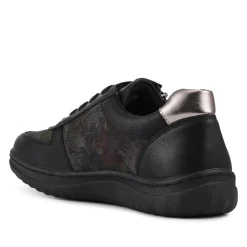Zip & Lace Trainers With Metallic Accent - Black Floral