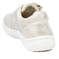 Zip & Lace Trainers With Metallic Accent - Gold Multi