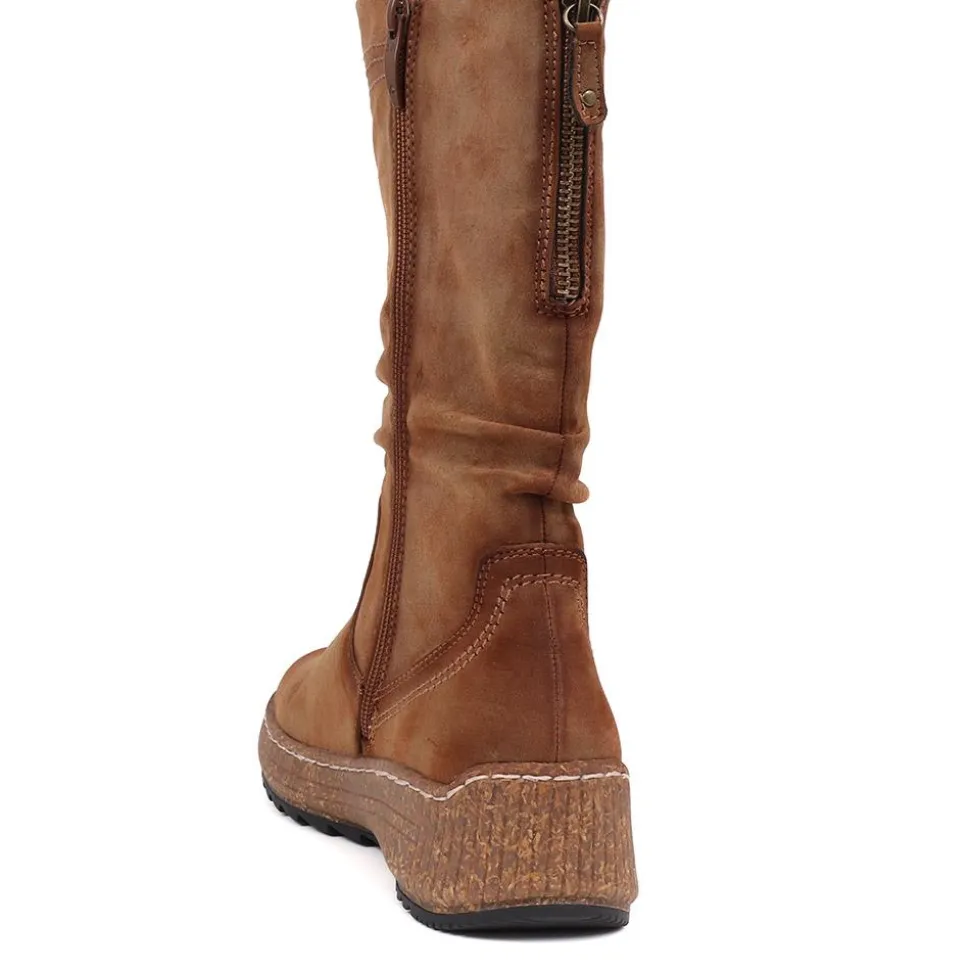 Zipped Long Boots - Tan