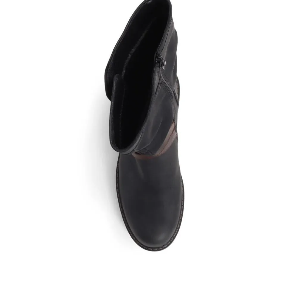 Zip-Up Calf Boots - Black