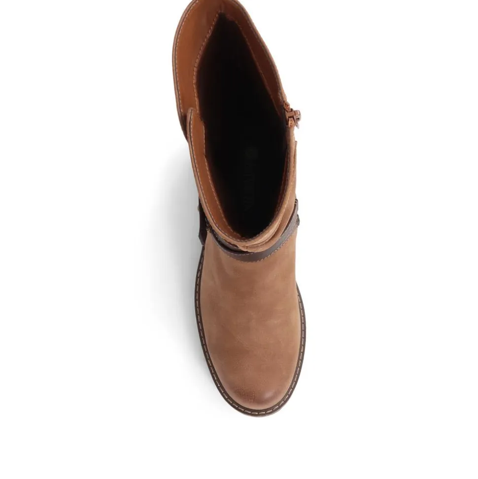 Zip-Up Calf Boots - Tan