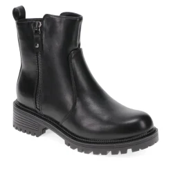 Zip-Up Chunky Ankle Boots - Black