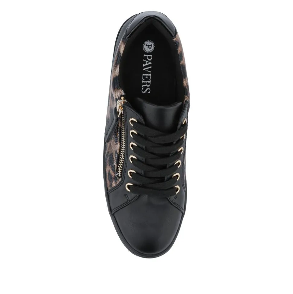 Zip Up Chunky Platform Trainers - Black Leopard