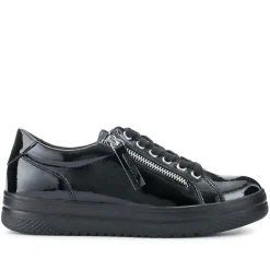 Zip Up Chunky Platform Trainers - Black Patent