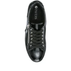 Zip Up Chunky Platform Trainers - Black Patent