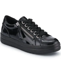 Zip Up Chunky Platform Trainers - Black Patent