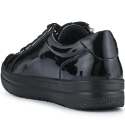 Zip Up Chunky Platform Trainers - Black Patent