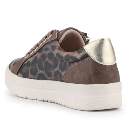 Zip Up Chunky Platform Trainers - Brown Leopard