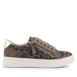 Zip Up Chunky Platform Trainers - Brown Leopard
