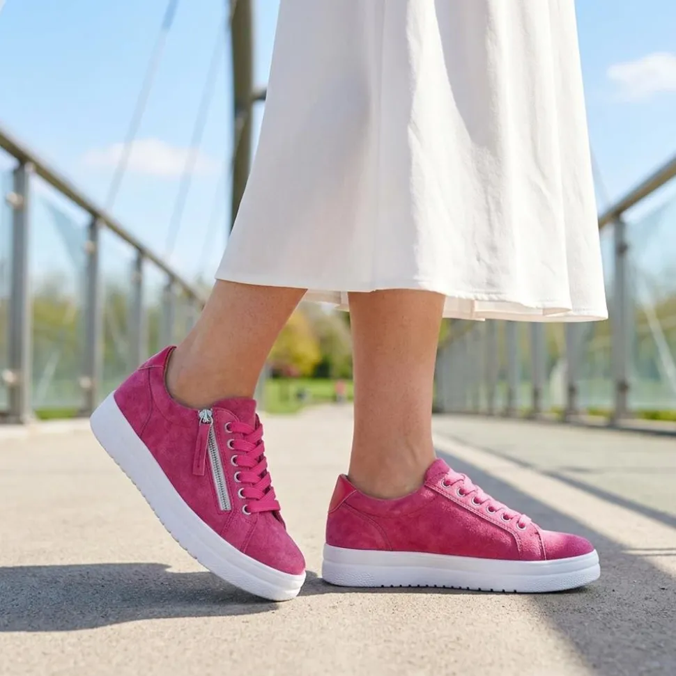 Zip Up Chunky Platform Trainers - Hot Pink