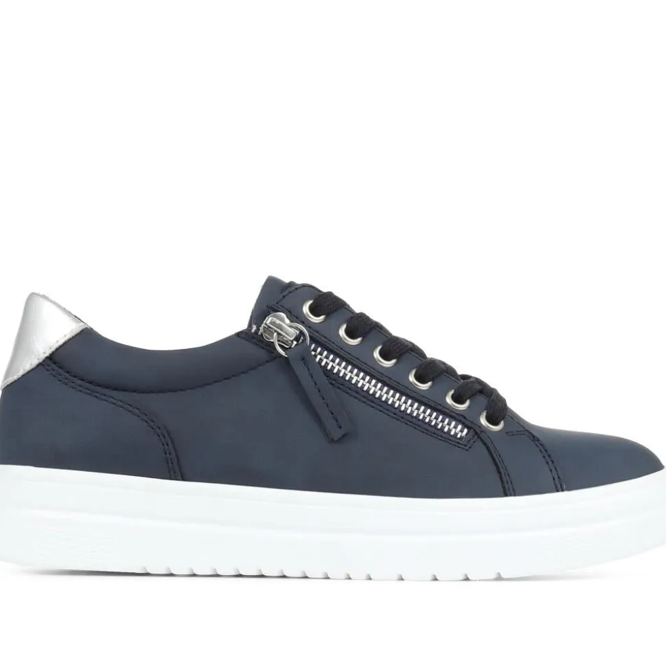 Zip Up Chunky Platform Trainers - Navy
