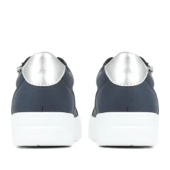 Zip Up Chunky Platform Trainers - Navy