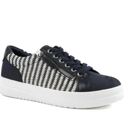 Zip Up Chunky Platform Trainers - Navy-White