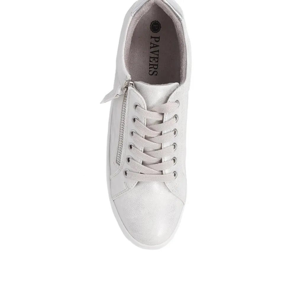 Zip Up Chunky Platform Trainers - Silver Shimmer