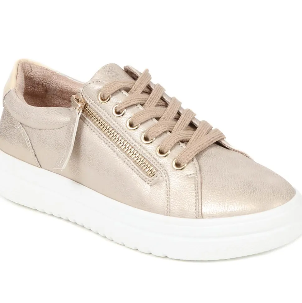 Zip Up Chunky Platform Trainers - Soft Gold