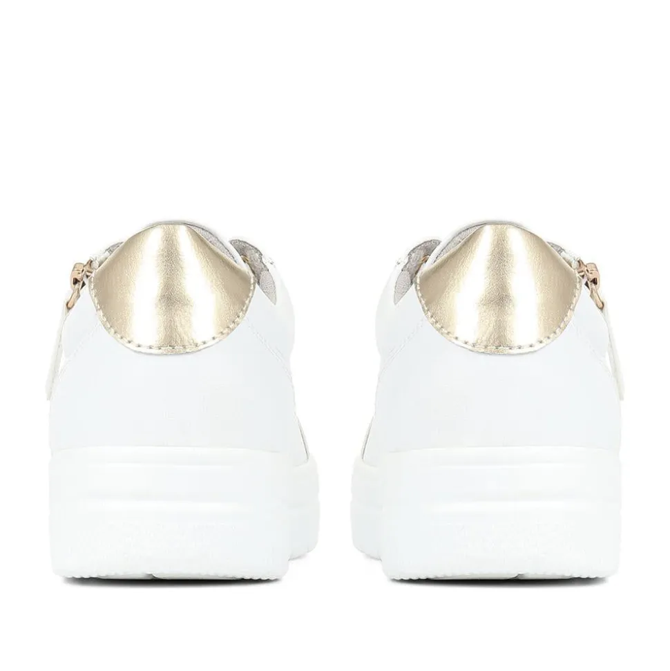 Zip Up Chunky Platform Trainers - White