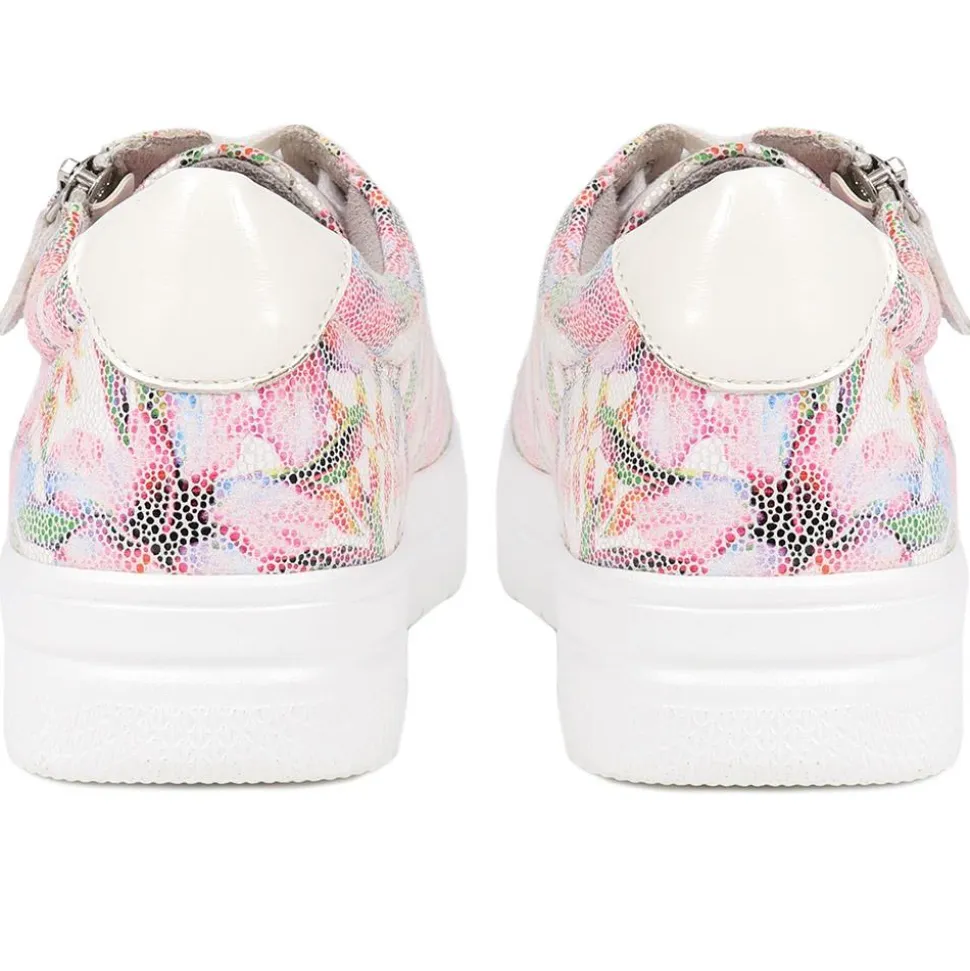 Zip Up Chunky Platform Trainers - White Multi