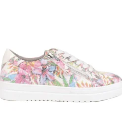 Zip Up Chunky Platform Trainers - White Multi