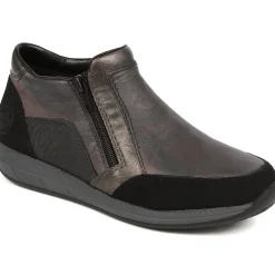 Zip Up Detail Ankle Boots - Grey