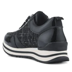 Zip-Up Laced Floral Trainers - Black Tweed