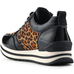 Zip-Up Laced Trainers - Leopard